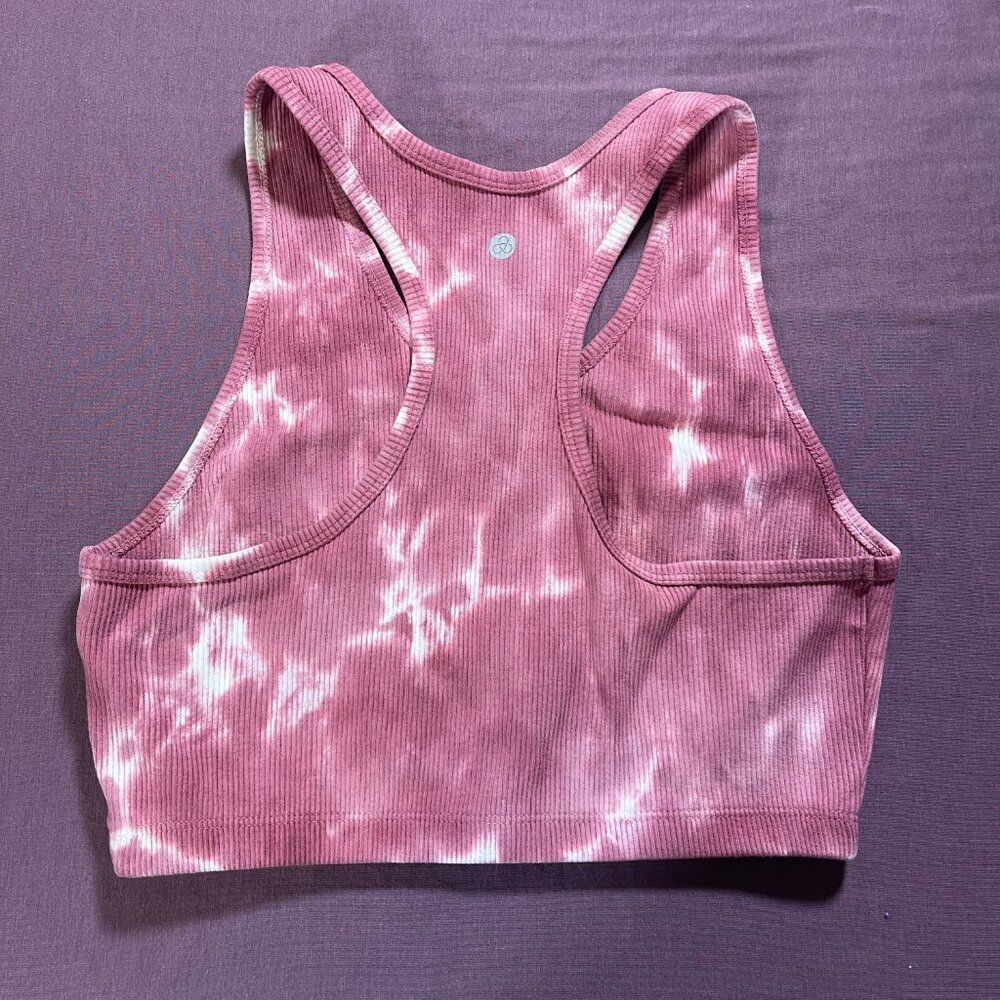 Zella Tie Dye Racerback Crop top in red/pink/white - size Medium - Picture 2 of 4